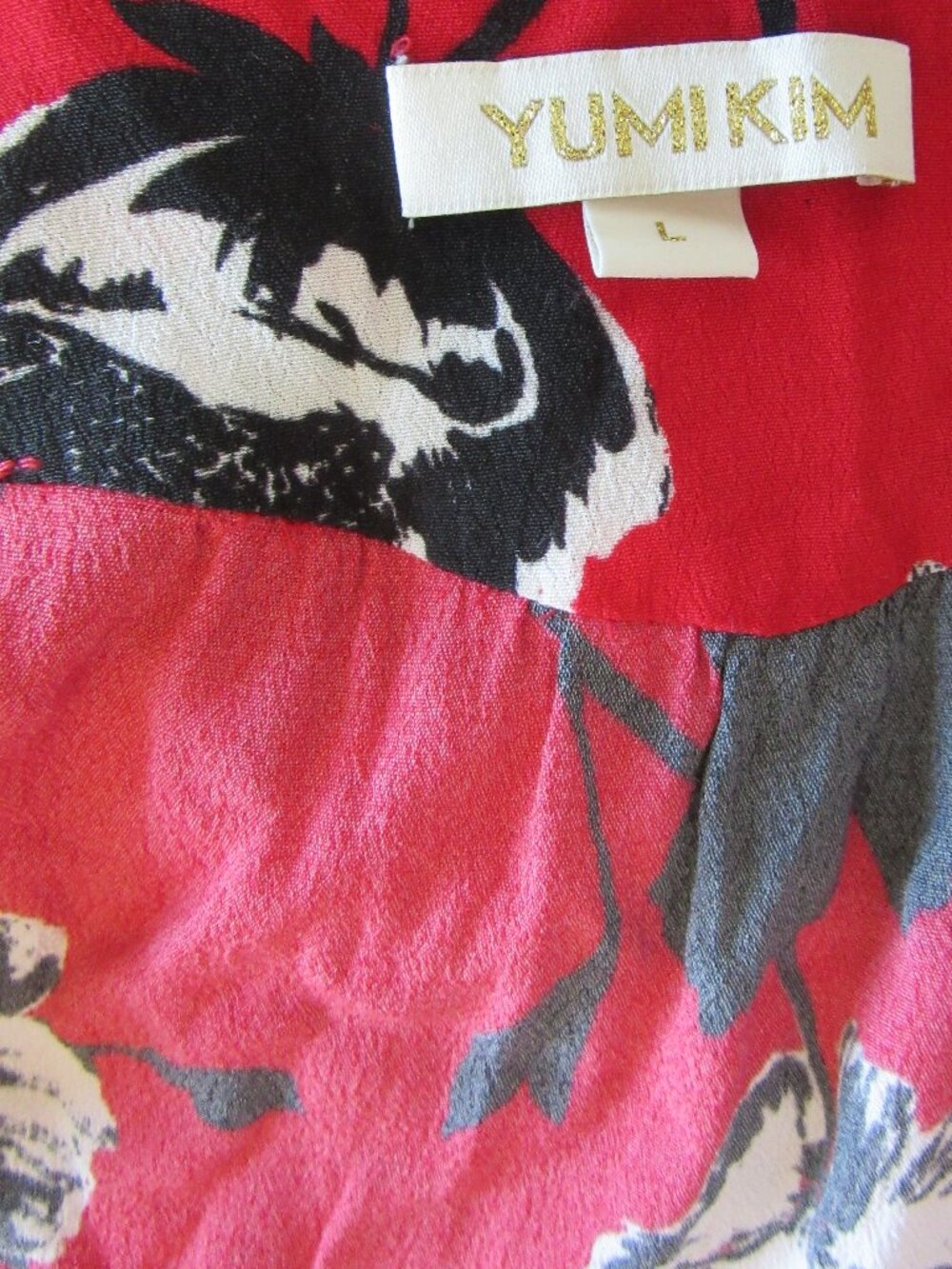 YUMI KIM Red & Black Midi L Floral Tango Pattern Dress - Picture 3 of 3